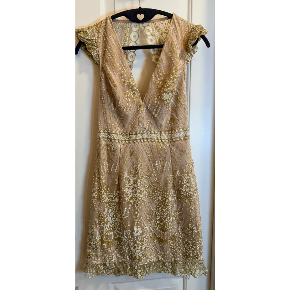 Hello Molly Gold Embellished Dress Size US 4